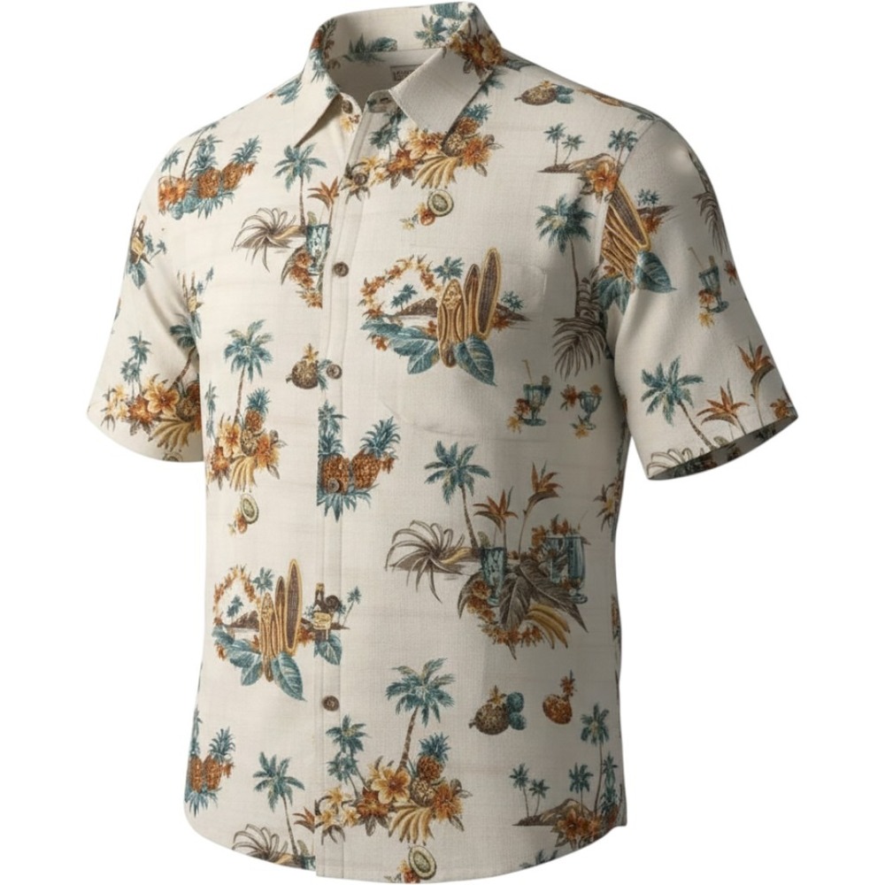Batik Bay Hawaiian Pineapple Palm Tree Print Vintage Button-Up Shirt Size XXL